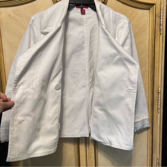 Chaps White Denim Double Breasted Trench Jacket Large - Picture 5 of 10